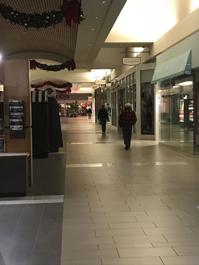 A train of walkers in Bellis Fair Mall