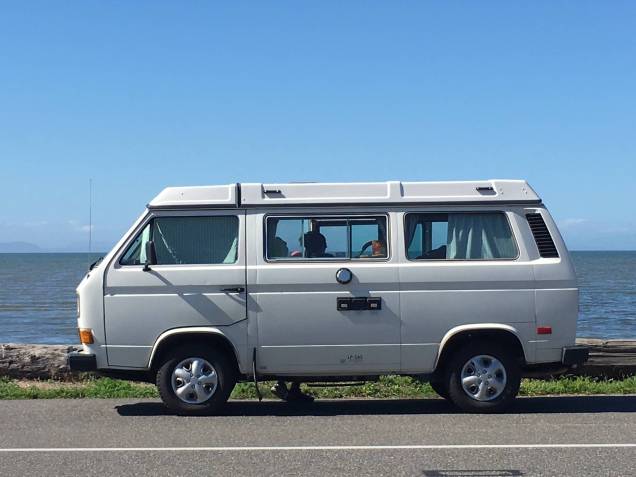Our 87 VW Westfalia with Birch Bay behind